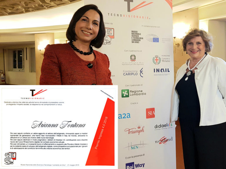 premio Tecnovisionaria 2018 conferito dall'associazione Women&Tech, con la presidente Gianna Martinengo